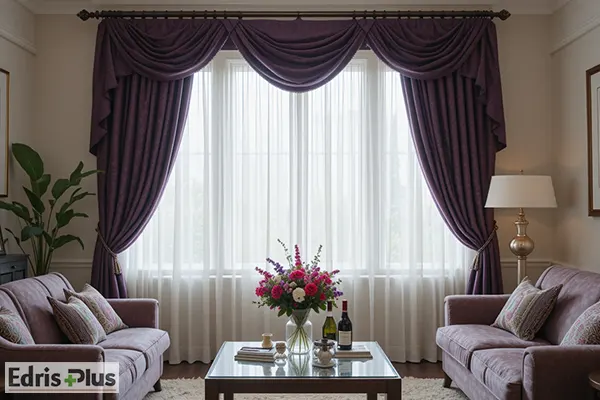 Eggplant and white curtains